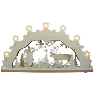 Arch of lights - Santa Claus with gift, 55cm, Original Erzgebirge