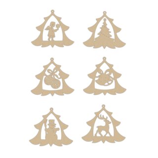 Dekorace na stromek - vánoční stromek, sada 6 kusů, originál Krušné hory