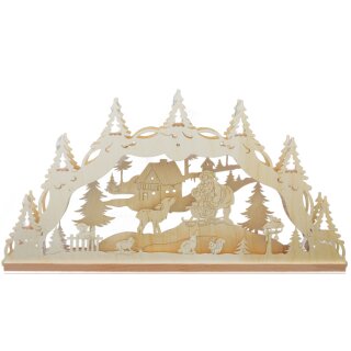 Arch of lights - Santa Claus with sleigh and deer, 55cm, Original Erzgebirge