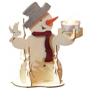 Tealight holder - snowman, original Erzgebirge