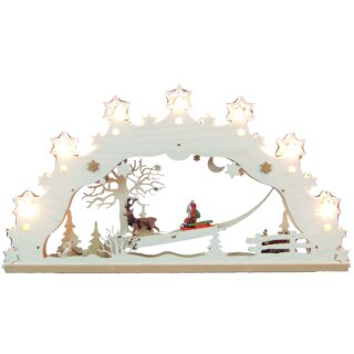 Arch of lights - Santa Claus with reindeer - Marolinfiguren, 55cm, Original Erzgebirge