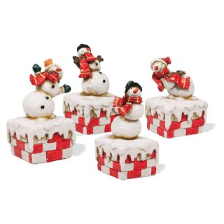 Snowman on chimney, 4 assorted