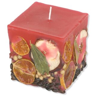 Kerzenquader Potpourri - Früchte, kirschrot