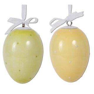 Deco egg to hang yellow / green, 2 assorted