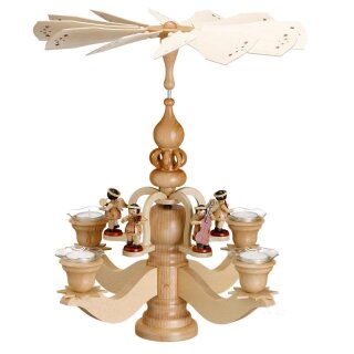 Candlestick pyramid - Five angels, natural beech, large