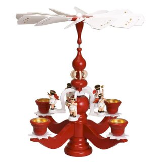 Kandelaarpiramide - Vijf witte engelen, rood, groot