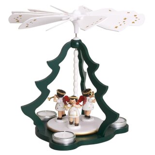 Pyramida na čajové svíčky - Tři bílí andělé, zelená, velká