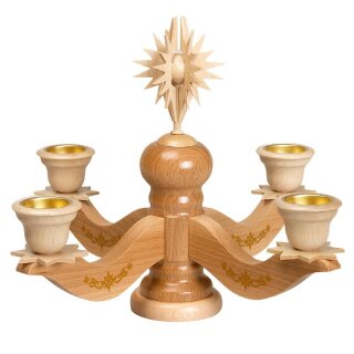 Advent candlestick - beech with star, natural