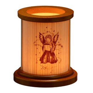 Theelicht lantaarn met echt houtfineer - Engel