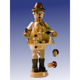 Smoking man - toy trader, natural, original Erzgebirge