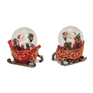 Snow globe - Santa Claus on sleigh, 2 assorted