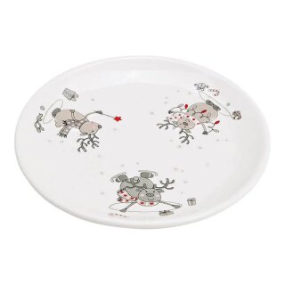 Biały ceramiczny talerz z łosiem (szer./wys./gł.) 17x2x17cm