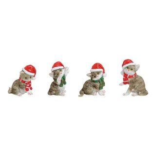 Kot z czapką świąteczną wykonany z kolorowego poli 4-krotnie, (szer./wys./gł.) 4x5x3cm