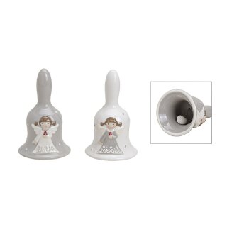 Bell angel in white / gray, 2 assorted