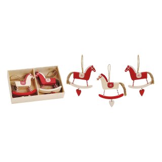 Wooden rocking horse to hang, assorted, W9 x H10 cm