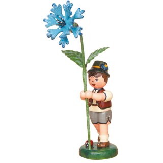 Original Hubrig folk art boy with cornflower Erzgebirge