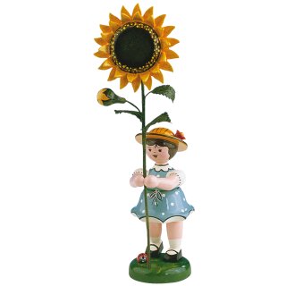 Original Hubrig folk art girl with sunflower Erzgebirge
