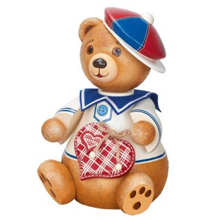 Original Hubrig folk art teddy with heart - Ben, My best friend Erzgebirge