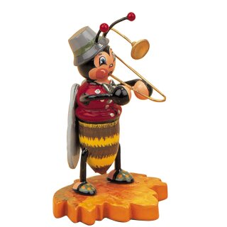 Original Hubrig folk art bumblebee man with trombone Erzgebirge