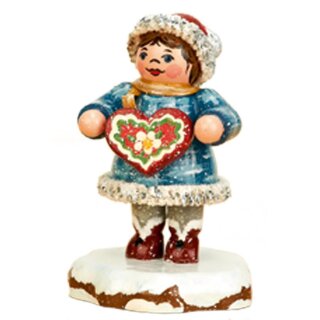 Original Hubrig folk art winter children - Tinchens gingerbread heart Erzgebirge