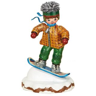 Original Hubrig folk art winter children - snowboarder Erzgebirge