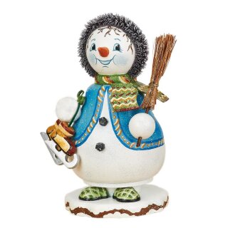 Original Hubrig folk art smoking gnome - snowflake ice runner Erzgebirge