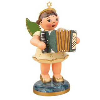 Originele Hubrig volkskunst engel met accordeon Erzgebirge