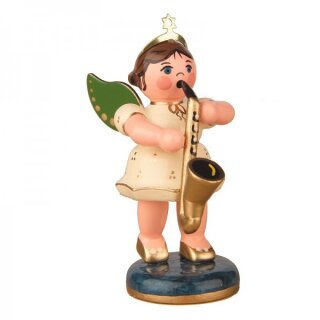 Original Hubrig folk art angel with saxophone Erzgebirge