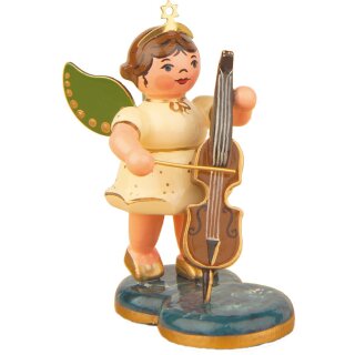 Original Hubrig folk art angel with cello Erzgebirge