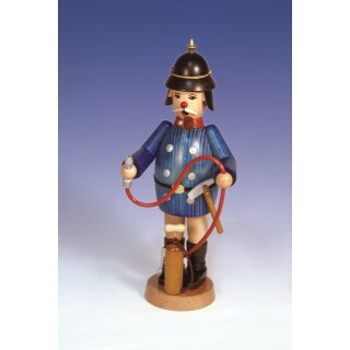 Smoking man - fireman, blue, original Erzgebirge