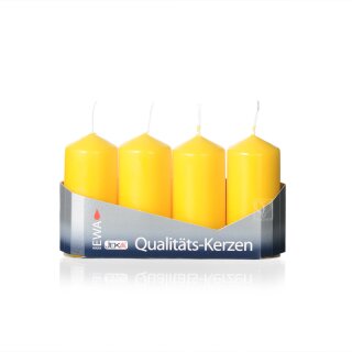 Pillar candles - golden yellow, á 4 pieces