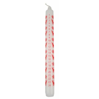 Advent calendar candle - white, red print