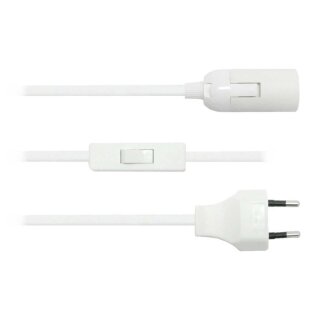Star cord 2 x 0.75 mm with switch, Euro plug, E14 socket - L 3 m - white