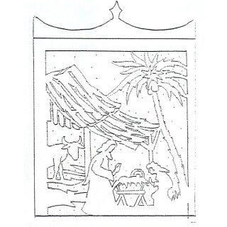 Sjabloon - Grote ledikantpiramide met christelijk motief - H 80 cm