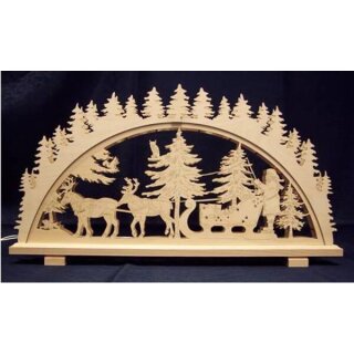 Sagoma - Arco di candele Babbo Natale con renne 26 x 65 cm