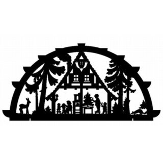 Šablona - Velký lesní domek s obloukem svíčky - 115 x 65 cm A1 role papíru