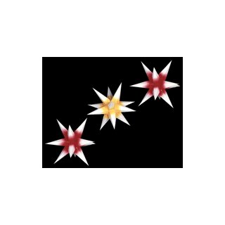Sterne klein 3er Set - Rot/Gelb/Rot mit weißen Spitzen, 16 cm