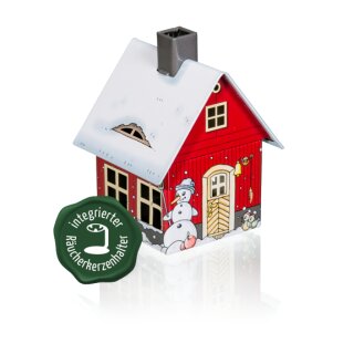 Smoking house with integrated incense candle holder winter motif