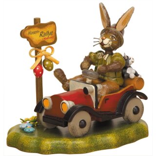 Original Hubrig folk art bunny rally Erzgebirge