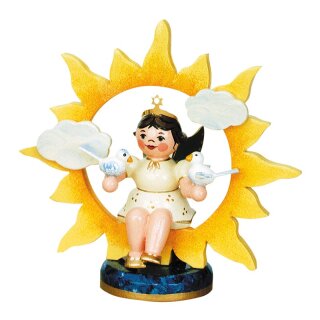 Original Hubrig folk art angel with sun and doves Erzgebirge