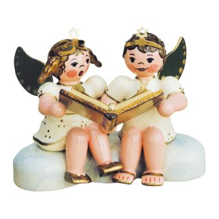 Originale coppia di angeli dellarte popolare di Hubrig che racconta storie di Natale Erzgebirge