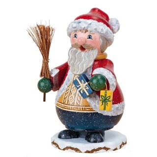 Original Hubrig folk art smoking gnome - Santa Claus Nico Erzgebirge
