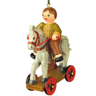 Original Hubrig folk art tree ornament - The first horse ride Erzgebirge