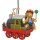 Origineel Hubrig volkskunst boomornament - locomotief met teddybeer Erzgebirge