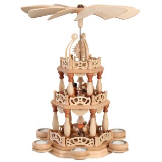 Pyramid 3-tier - forest motif, natural