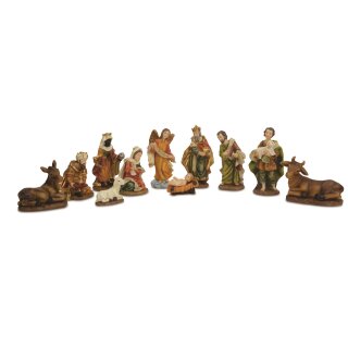 Figure tradizionali del presepe. Poli. 7-9 cm. 11 pezzi/confezione.