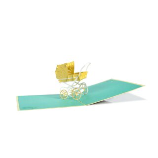 Folded card - baby carriage, neutral