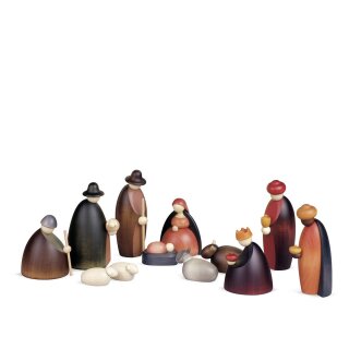 Nativity figures, 12 pieces, small, colored