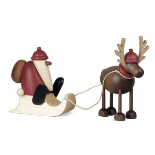 Rudolf het rendier met de kerstman op een slee, klein