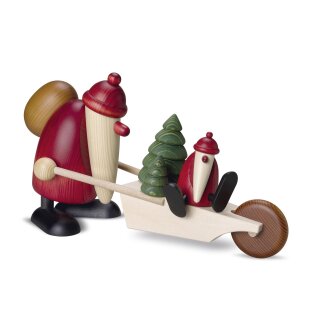 \Père Noël avec une brouette et un enfant : une grande tradition de Noël\